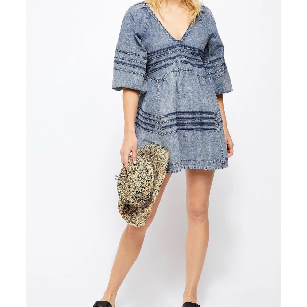 Free People Sweet Surender Mini Denim Dress- Size Medium